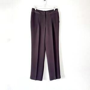 Giorgio Armani Silk Crepe Flowy Straight Leg Trouser Pant Satin Waist 44/Large